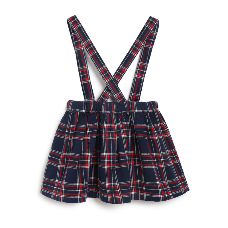 Girls Red and Blue Checkered Trouser Skirt image number 1